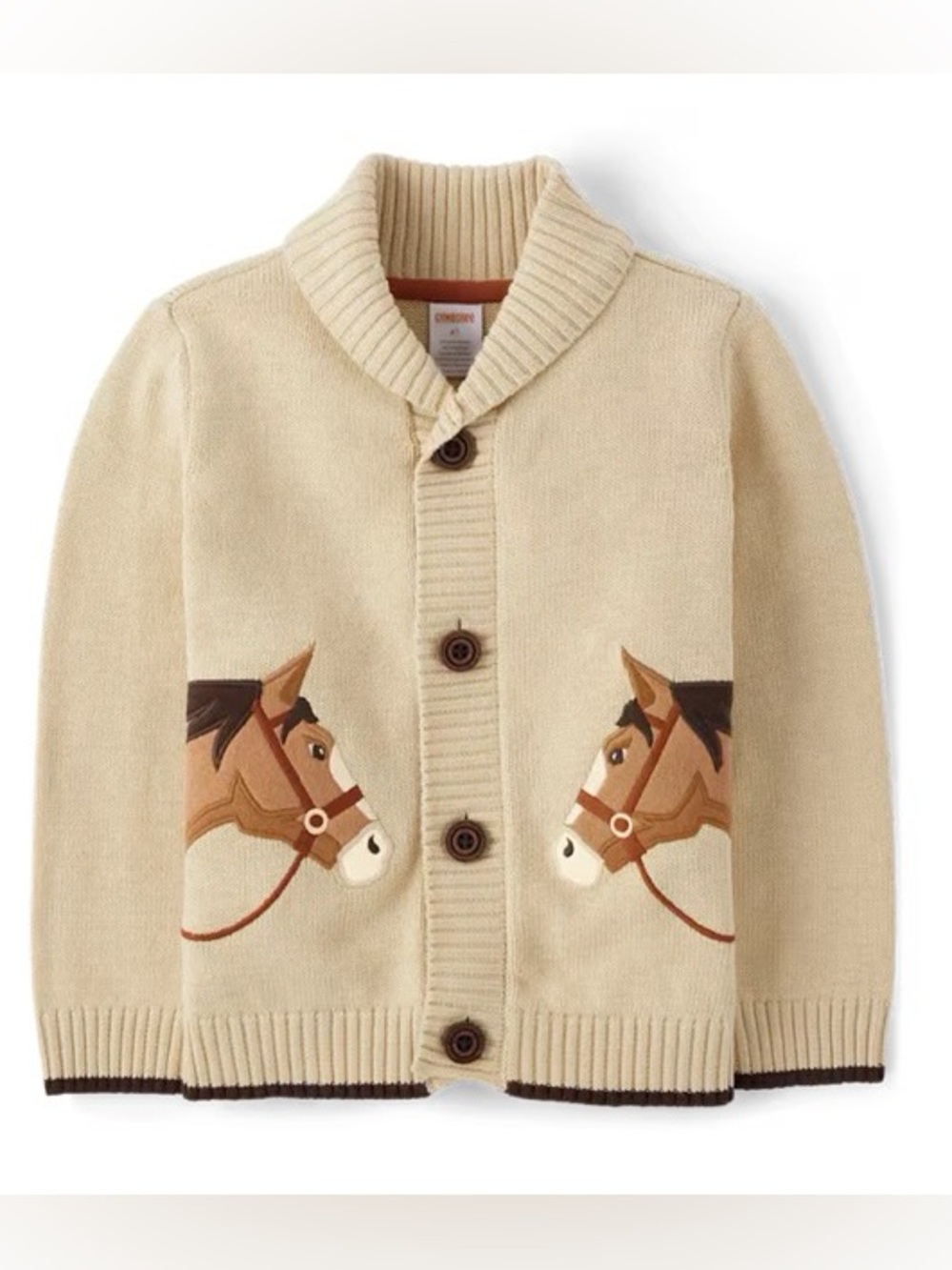 Gymboree Boys Embroidered Horse Shawl Collar Cardigan - (Size: 3T)